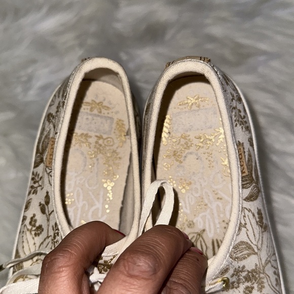 Keds x Riffle Paper Co. Gold and White Floral Sneakers - Picture 7 of 9